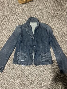 Suzy Shier Washed Blue Denim Blazer Jacket